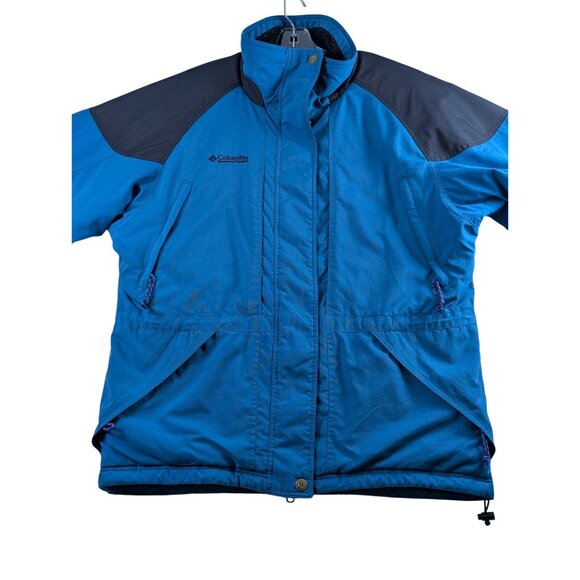Columbia Womens Medium Blue Black Heavyweight Winter Jacket Lined Full Zip Coat - Picture 6 of 15